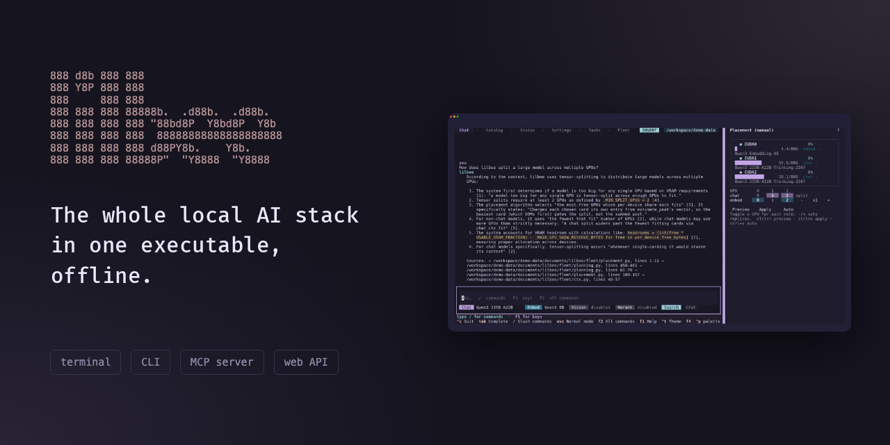 lilbee: the whole local AI stack in one executable, with a cited answer shown in the terminal UI